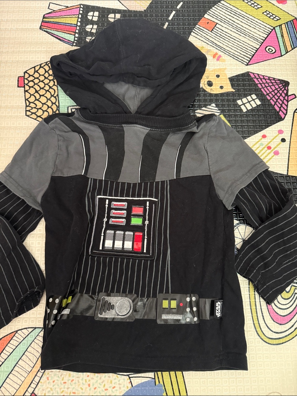 Disney Marvel Darth Vader Inspired Kids Black & Gray Hooded Top. Size 4